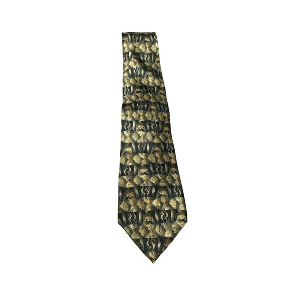 Pierre Cardin Mens All Silk Gold Black Patterned Tie - Picture 1 of 8